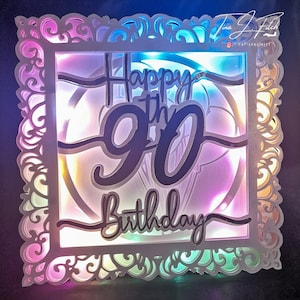 90e verjaardag armatuur kaart TF0491, snijden bestanden SVG, Silhouette Cameo, ScanNCut, Cricut