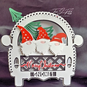 クリスマス ノーム フェッチング ツリー カード TF0578。カッティング ファイル SVG、Silhouette Cameo、ScanNCut、Cricut