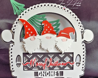 Christmas Gnome Fetching Tree  Card TF0578. Cutting Files SVG, Silhouette Cameo, ScanNCut, Cricut