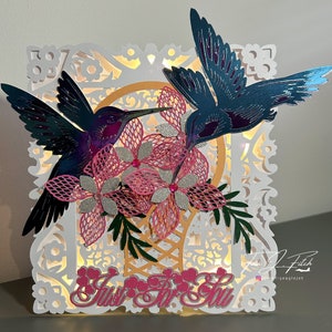 Solo per te Modello di scheda per apparecchio di illuminazione HUmming Bird TF0778. File di taglio SVG, Silhouette Cameo, ScanNCut, Cricut