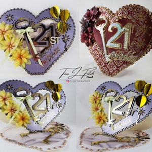 Herz 21ste Postkarte TF0229, SVG, MTC, Scal, Cameo, Silhouette, Cricut, ScanNCut