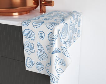 Subtle Anti-Trump Kitchen Towel: Blue Seashell Political Decor
