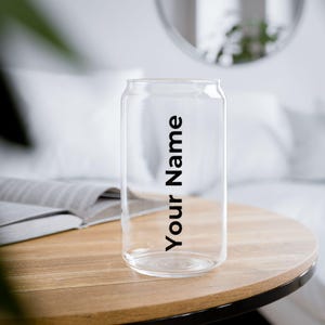 Personalized Iced Coffee Glass cup, Personalised Tumbler, Glass Can Soda Cup with Lid and Straw, Bridesmaid Gift Idea, Custom Proposal Gifts