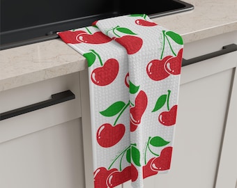 Kökshandduk med körsbärsmönster – Hidden Message Microfiber Decor