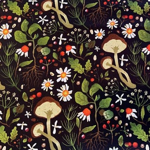 Woodland Mushrooms by David Textiles