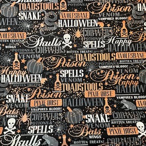 Potions and Spells Black by Quilting Treasures