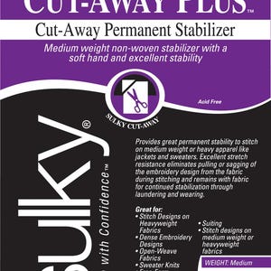 Cut Away Plus Midweight Stabilizer White 20in x 1yd