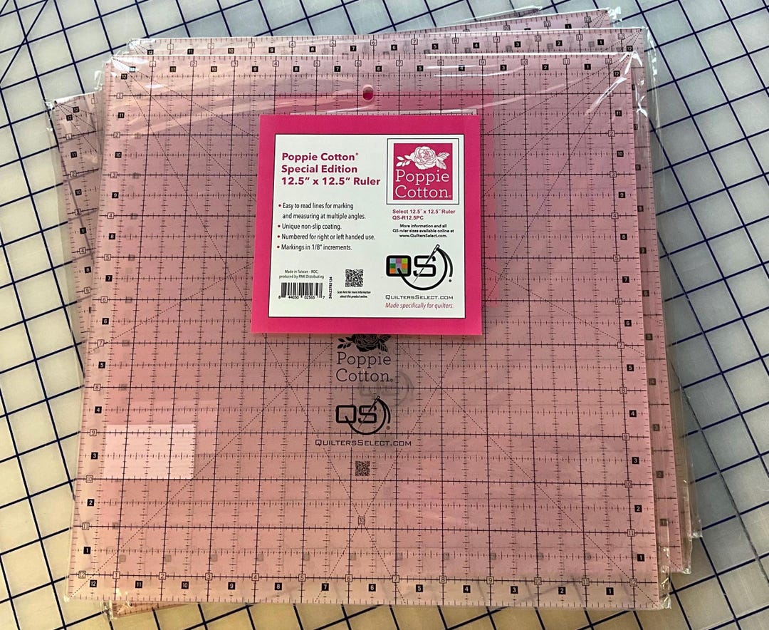 Whsmith Pink Ruler Poppie Cotton Pink Quilting Ruler: Non-slip Acrylic, 12.5