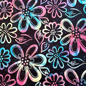 Banyan Batiks by Northcott Scribbles, Pink Punch, Black/Multi