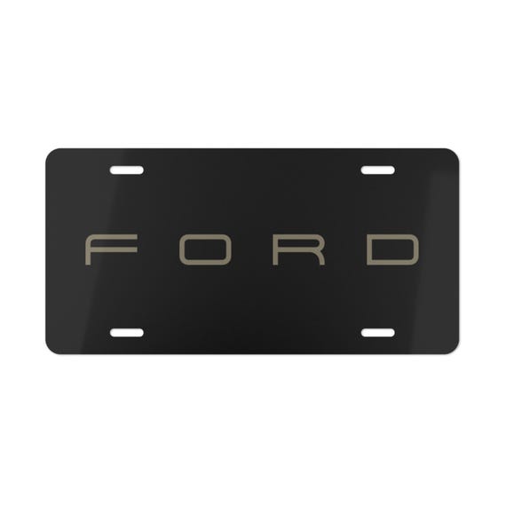 Ford Black Aluminum License Plate Frame - Classic Design Vanity Tag Cover For Car Or Truck