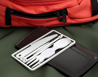 6-Pack Wallet Spork Kit Card – Flat-Pack Spoon + Fork + Knife + 3 Toothpicks | Single-Use Cutlery | Fits Any Credit Card Slot | Camping Gear