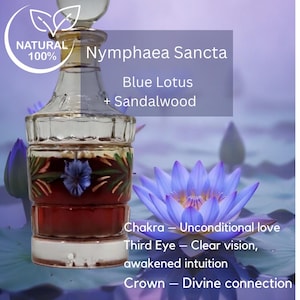 Heiliger Blauer Lotus – Nymphaea Heiliger Blauer Lotus & Sandelholz, handgefertigte Destillation | Herzchakra | Heiliges Elixier