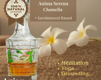Anima Serena : Chamelia Attar for Meditation | Sandalwood Infused, Alcohol-Free Perfume | A Gift of Serenity and Well-being | 100% Natural