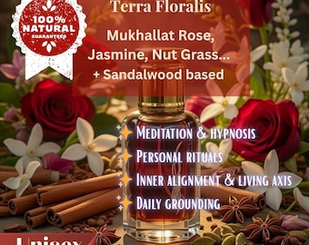Terra Floralis | Sacred floral & woody Mukhallat | Rose, Mogra, Jasmine, Sandalwood, Kewra, Nut Grass | Unisex