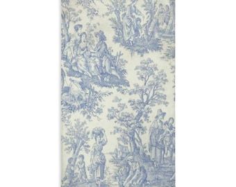 Blue Toile Scene Hand Towel | Vintage pastoral pattern, farmhouse kitchen