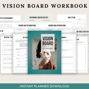 PLR Vision Board Workbook Template,  Vision Board, Vision Board Workbook with Resell Rights, Visualization Workbook, Manifest Your Dreams