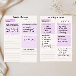 Morning and Evening Routine, ADHD Daily Morning and Evening Routine, Daily Routine Planner, Morning and Evening Routine Productivity Planner