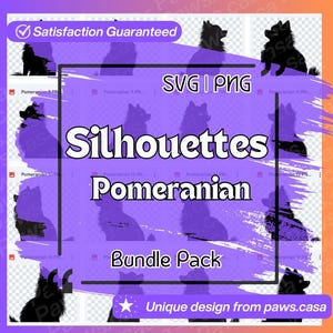 Pomeranian Silhouettes SVG PNG 10 Variations Bundle Pack