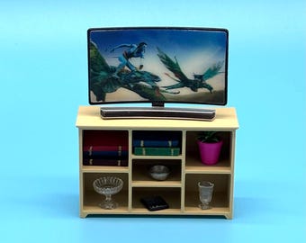 Mueble para TV de casa de muñecas - Muebles para muñecas a escala 1:16 - Elige tus colores