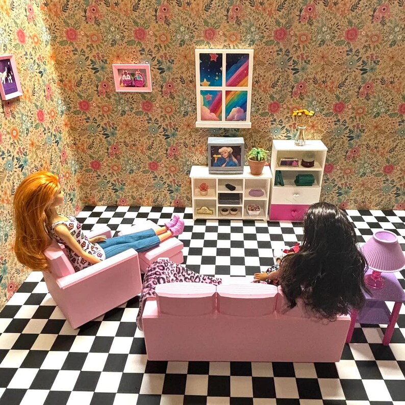 1:6 Scale - Doll House TV Stand - Doll Furniture - Pick your Colors image 16