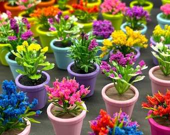 Maßstab 1:6 – 5er-Pack Puppenhausblumen – Puppenzubehör – Farben wählbar