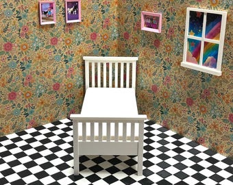 Cama para casa de muñecas - Muebles para muñecas - Elige tus colores - Escala 1:6