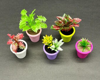 Petites plantes pour maison de - Mini vert artificiel en 1:6 | Plantes artificielles miniatures en pot pour décoration de bricolage, meubles de maison, étagère, bureau, rebord de fenêtre, acces Petites plantes pour maison de - Mini vert artificiel en 1:6 | Plantes artificielles miniatures en pot pour décoration de bricolage, meubles de maison, étagère, bureau, rebord de fenêtre, acces