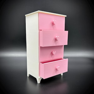Doll House Chest of Drawers Heart Pull - Doll Furniture - Pick your Colors - 1:6 Scale