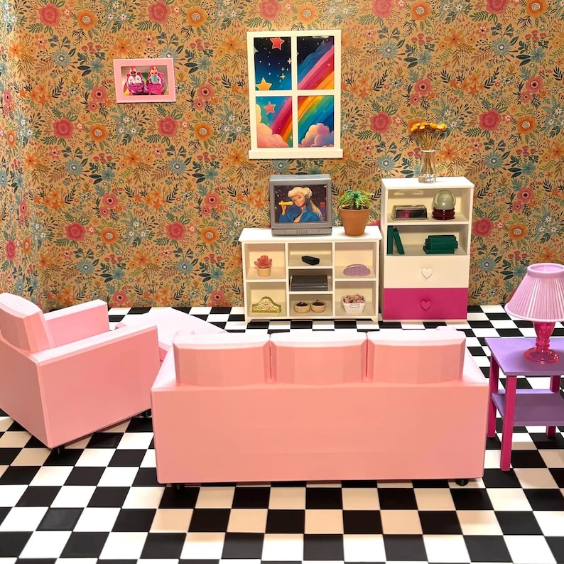1:6 Scale - Doll House TV Stand - Doll Furniture - Pick your Colors image 15