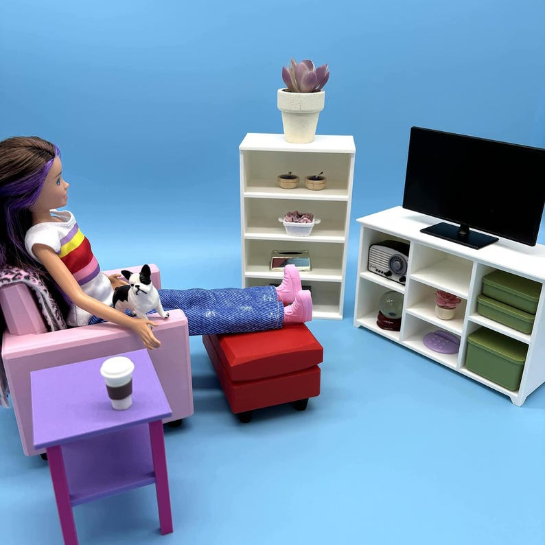1:6 Scale - Doll House TV Stand - Doll Furniture - Pick your Colors image 11