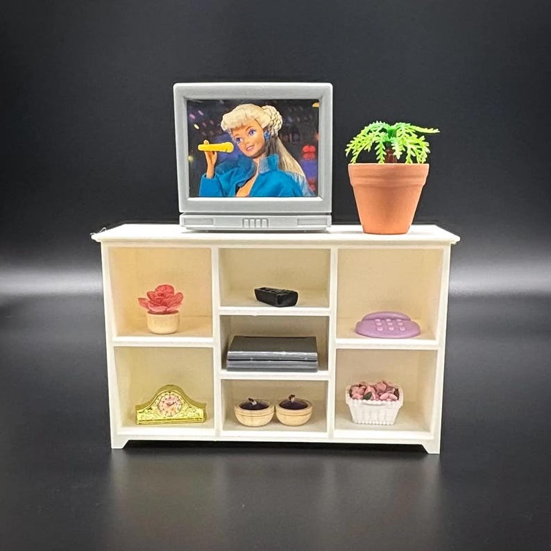 1:6 Scale - Doll House TV Stand - Doll Furniture - Pick your Colors image 1