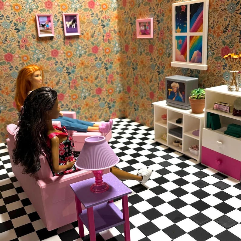 1:6 Scale - Doll House TV Stand - Doll Furniture - Pick your Colors image 8