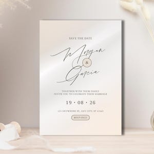 Minimalist Wedding Invitation | Editable Template | Elegant Script Design | Modern Neutral Save the Date
