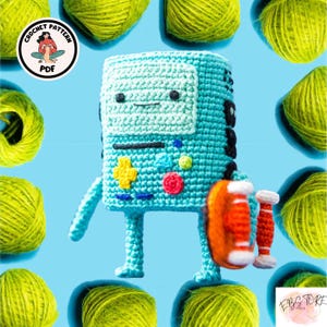 Modèle au crochet amigurumi BMO Adventure Time, adorables modèles au crochet, modèles créatifs au crochet, modèle numérique au crochet et tutoriel crochet