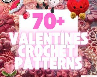 70+ valentines day crochet patterns, valentines day bundle crochet patterns, amigurumi bundle, bouquet crochet, heart plant crochet,handmade