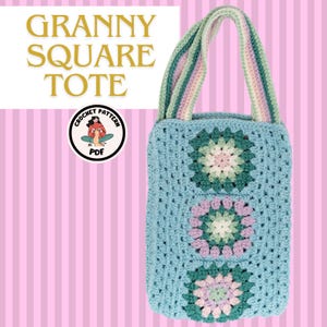 granny square tote crochet pattern pdf, crochet purse, summer bag pattern, granny square purse, crochet bag, handmade gift, crochet pattern