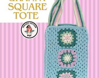 granny square tote crochet pattern pdf, crochet purse, summer bag pattern, granny square purse, crochet bag, handmade gift, crochet pattern