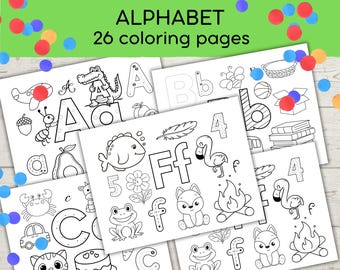 Alphabet Coloring Pages, Preschool Beginning Sounds Activity, Baby First Letters Worksheet, ABC Coloring Printable, Homeschool Kindergarten