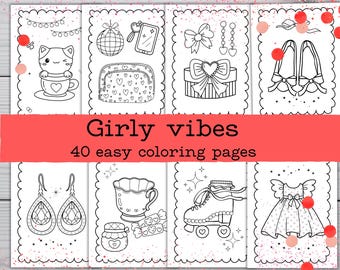 Kleurboek girly vibes| Gezellige meid | kleurplaat voor meisjes | pdf