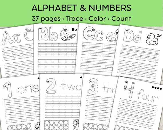 Alphabet & Numbers Tracing Worksheets | Preschool Writing Practice (PDF)