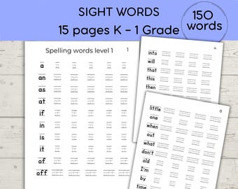 Werkbladen kijkwoorden Kleuterschool en 1e graad| Spellingwoorden om te oefenen| Afdrukbaar thuisonderwijs