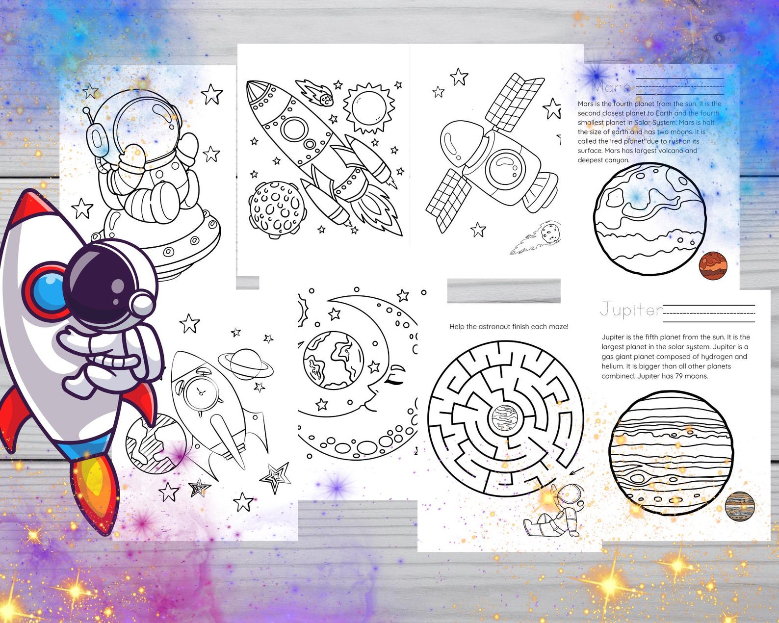 Solar System Coloring Pages: 30 Printable Activity Sheets (digital ...