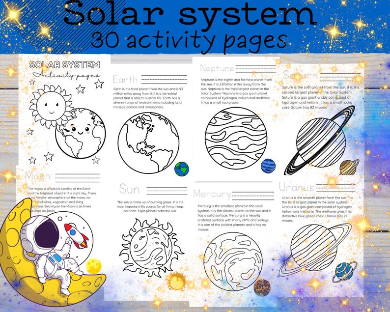 Solar System Coloring Pages: 30 Printable Activity Sheets (digital ...