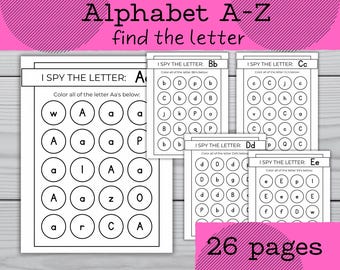 Alphabet Worksheets Letter Recognition for Preschool | ABC Activity pages (Instant Download)