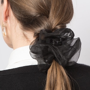 Black Silk Scrunchie Small Silk Organza Scrunchie Elegant Scrunchie 100% Silk Scrunchie Hair Accessories Party Scrunchie Gift for Her