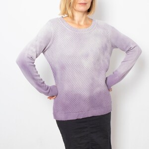 Hand Dyed Upcycled Lavender Sweater Upcycled Wool Sweater Soft Cashmere Sweater Wool Jumper Will fit M L sizes Mom Gift image 2