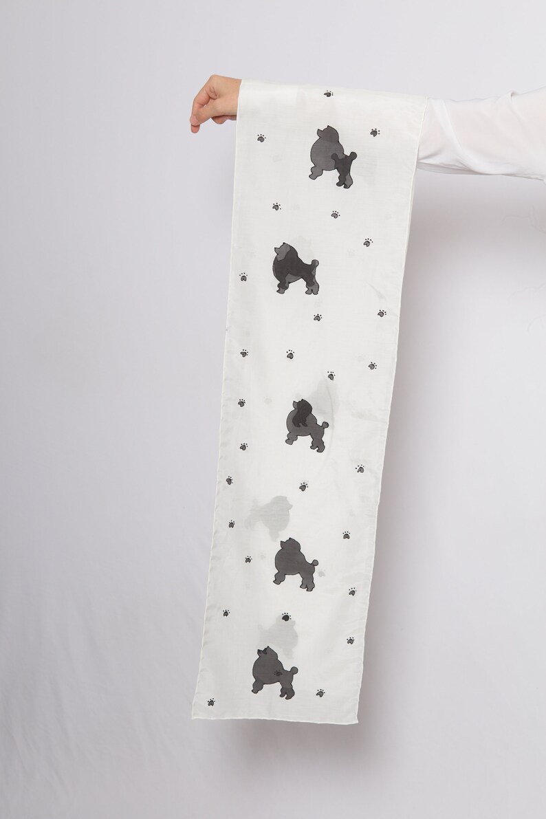 Poodle Print Black White Hand Painted Scarf Dog Scarf Poodle French Poodle Dog Mom Poodle Mom Poodle Gifts Poodle Mom Gift 74X11 image 9