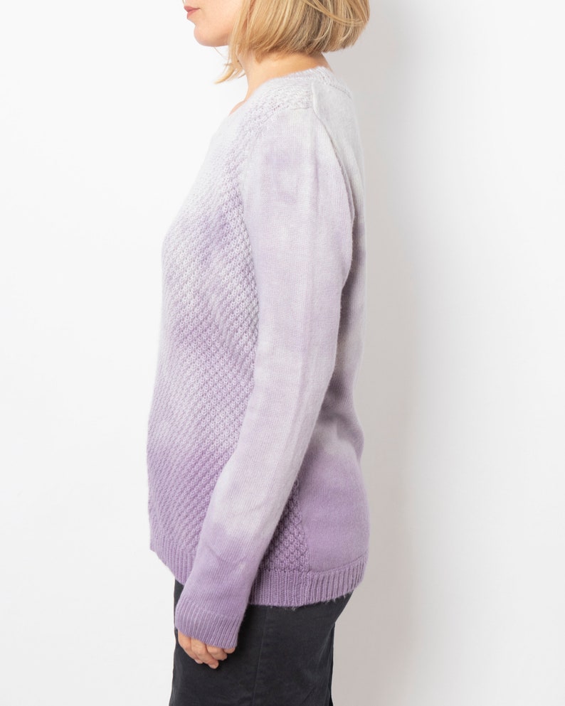 Hand Dyed Upcycled Lavender Sweater Upcycled Wool Sweater Soft Cashmere Sweater Wool Jumper Will fit M L sizes Mom Gift image 5