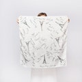Eiffel Tower Hand Painted White Silk Square Scarf Paris Print Bandana Scarf Paris Gift 27X27 product logo