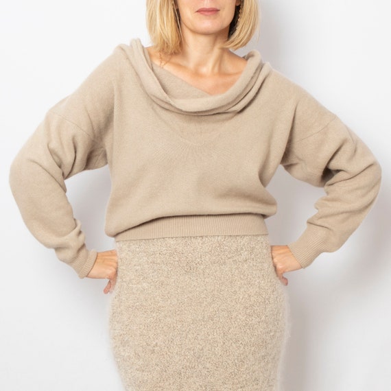 Angora cowl top neck sweater
